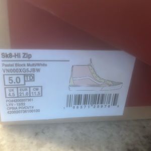 Sk8 Hi Zip pastel colored size 5 worn once